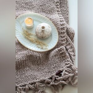 Wool Handmade Knitted Blanket - 60x48 - Color - Latte